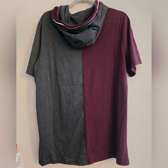 Ecko Unltd Men's Short Sleeve Hoodie T-shirt Sz Medium Burgundy Charcoal Heather - Picture 8 of 8